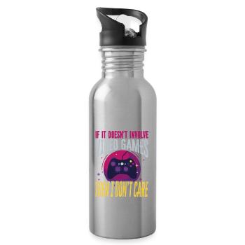 Zocker Gamer Designe - Trinkflasche mit integriertem Trinkhalm - Lightsilver - Rechts