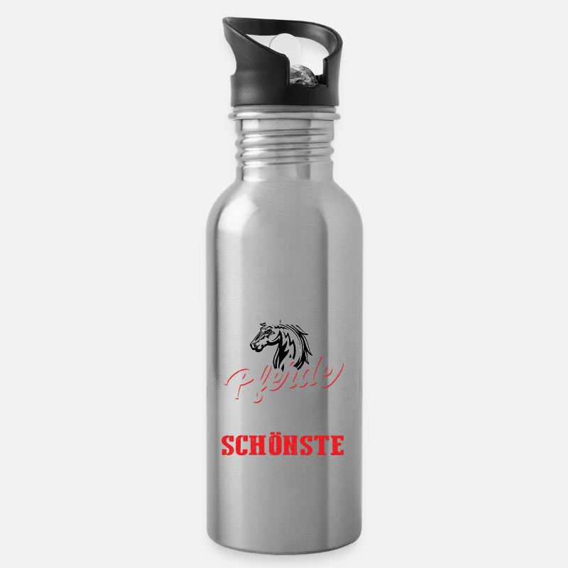schönstes Pferd - Trinkflasche mit integriertem Trinkhalm - Lightsilver