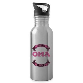 Oma Glück - Trinkflasche mit integriertem Trinkhalm - Lightsilver - Rechts