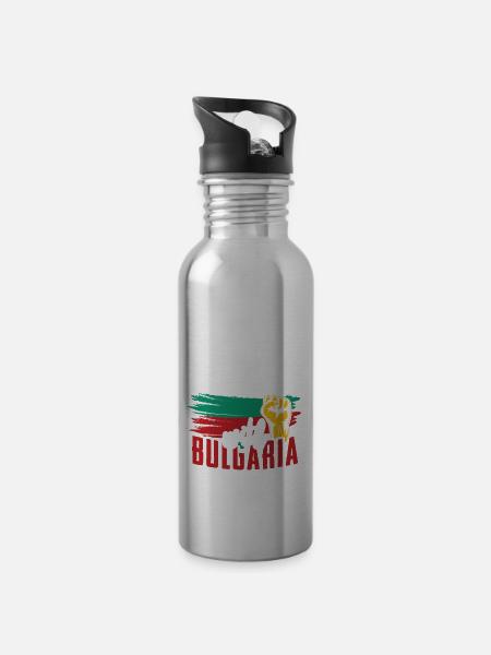 Bulgaria - Water bottle with straw - silver