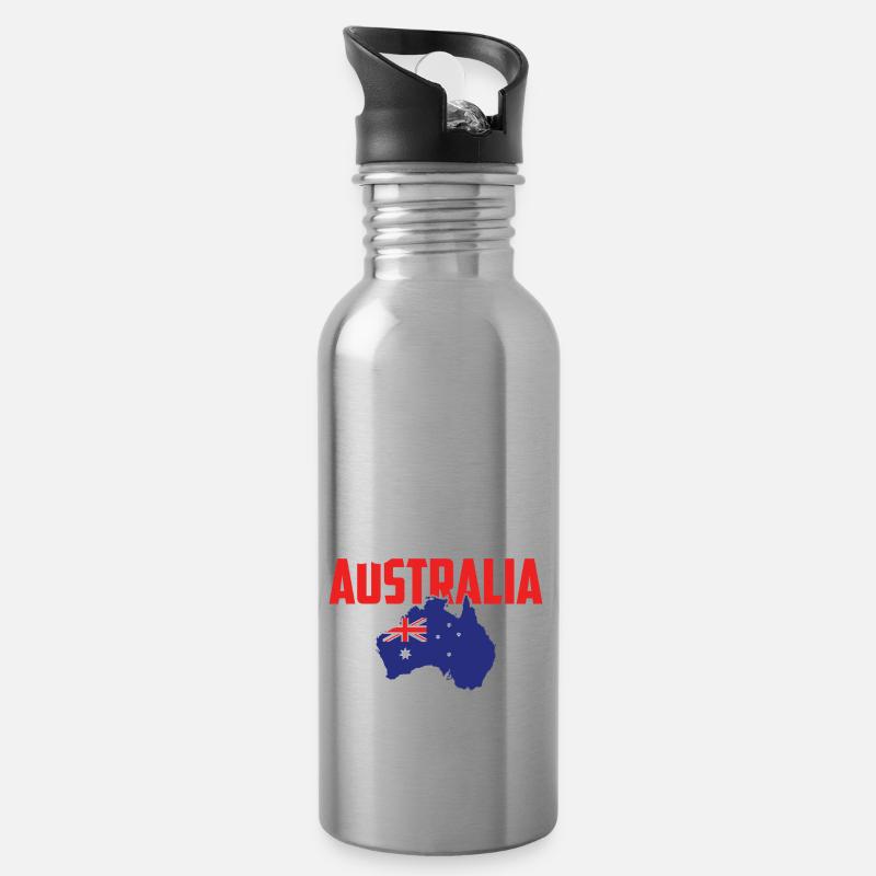 Wir Sind Australien - Trinkflasche mit integriertem Trinkhalm - Lightsilver