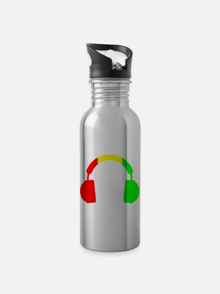 Reggae-Musik - Trinkflasche mit integriertem Trinkhalm -