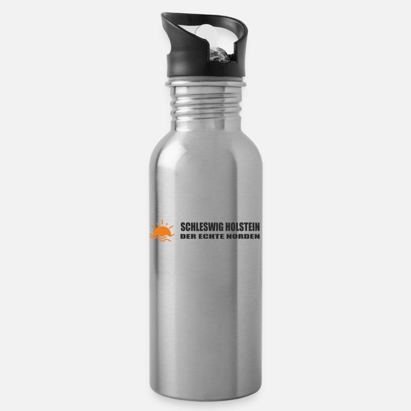 Schleswig Holstein - Der echte Norden - Trinkflasche mit integriertem Trinkhalm - Lightsilver
