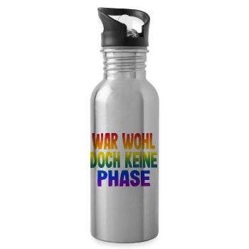 War wohl doch keine Phase Gay Pride Schwul Spruch - Trinkflasche mit integriertem Trinkhalm - Lightsilver - Rechts