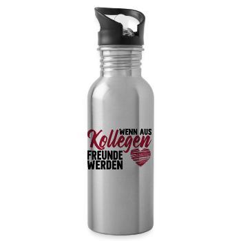 Abschiedsgeschenk Kollegen Jobwechsel - Trinkflasche mit integriertem Trinkhalm - Lightsilver - Rechts