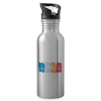 Cycling Bike Heartbeat Design - Water bottle with straw - silver - Right