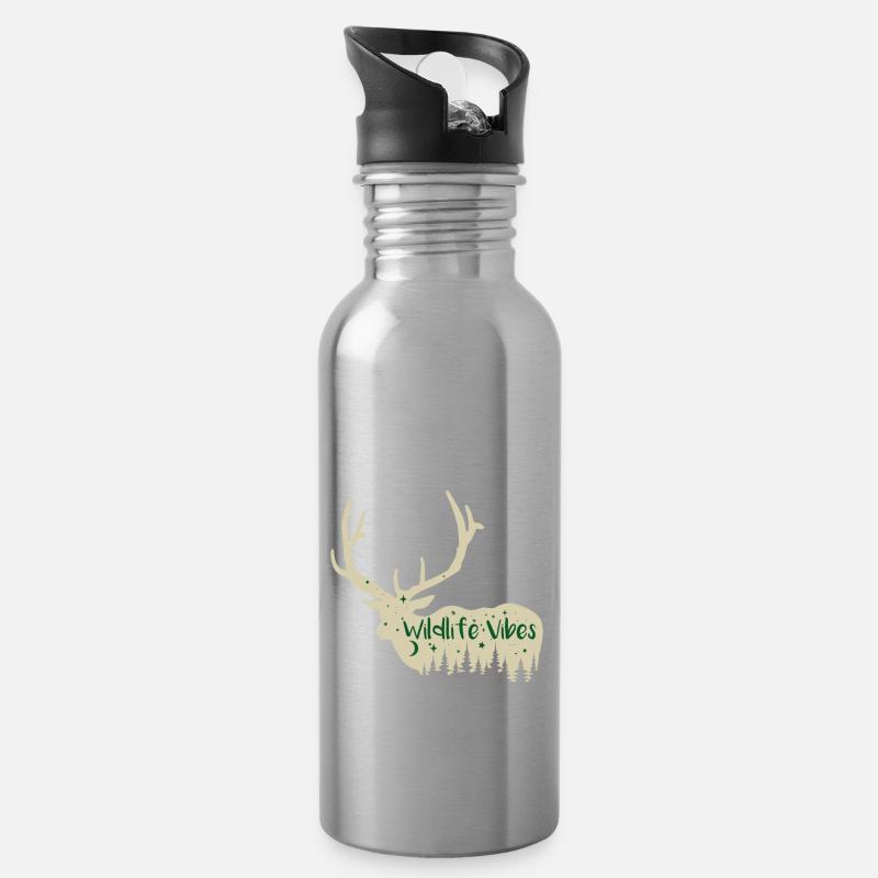 Drôle de chasse Citation Wild Life Vibes - Gourde avec paille intégrée - argent clair