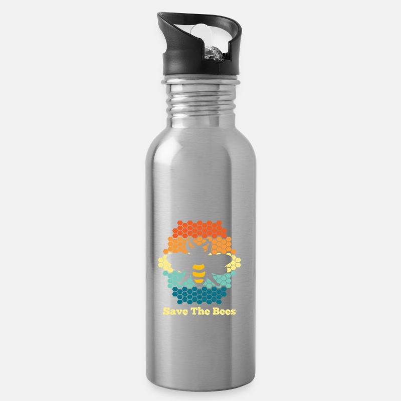 Citation d’abeille Rétro Vintage Bumble Bee Save The Bees - Gourde avec paille intégrée - argent clair