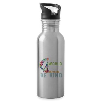 Hippie Quote Where You Can Be Anything Be Kinds - Water bottle with straw - silver - Right