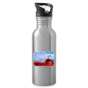 Rio de Janeiro Brésil Aquarelle Dessin - Gourde avec paille intégrée - argent clair - Droite