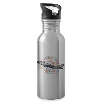 Lass uns reisen Reisender Gift - Trinkflasche mit integriertem Trinkhalm - Lightsilver - Rechts