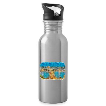 Budapest Ungarn Aquarell Skizze Illustration - Trinkflasche mit integriertem Trinkhalm - Lightsilver - Rechts