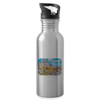 Quebec Kanada Aquarell Skizze gezeichnete Illustration - Trinkflasche mit integriertem Trinkhalm - Lightsilver - Rechts