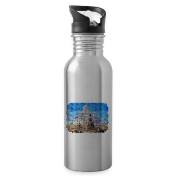Helsinki Finlande Aquarelle Sketch Illustration - Gourde avec paille intégrée - argent clair - Droite