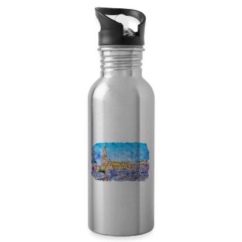 Spain Watercolor Sketch Hand Drawn Illustration - Water bottle with straw - silver - Right