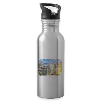 Italy Watercolor Sketch Hand Drawn Illustration - Water bottle with straw - silver - Right