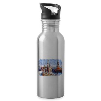 Moscou Russie Aquarelle Esquisse Dessin Dessiné - Gourde avec paille intégrée - argent clair - Droite