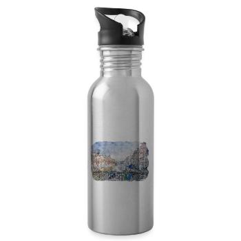 Amsterdam Pays-Bas Aquarelle Esquisse Dessinée Douleur - Gourde avec paille intégrée - argent clair - Droite