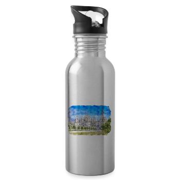 Frankreich Aquarellskizze Handgezeichnete Illustration - Trinkflasche mit integriertem Trinkhalm - Lightsilver - Rechts