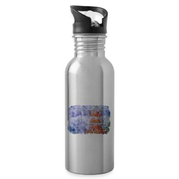 Japan Aquarellskizze Handgezeichnete Illustration - Trinkflasche mit integriertem Trinkhalm - Lightsilver - Rechts