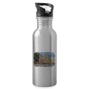 St Petersburg Russia Watercolor Sketch Drawn Drawi - Water bottle with straw - silver - Right