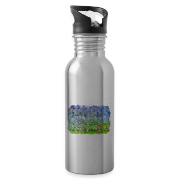 Norwegen Aquarellskizze Handgezeichnete Illustration - Trinkflasche mit integriertem Trinkhalm - Lightsilver - Rechts