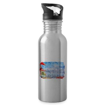 Japan Aquarellskizze Handgezeichnete Illustration - Trinkflasche mit integriertem Trinkhalm - Lightsilver - Rechts