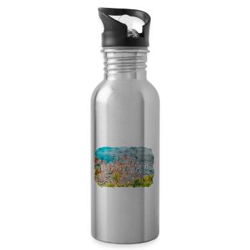 Italy Watercolor Sketch Hand Drawn Illustration - Water bottle with straw - silver - Right