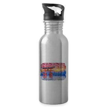 Japan Aquarellskizze Handgezeichnete Illustration - Trinkflasche mit integriertem Trinkhalm - Lightsilver - Rechts
