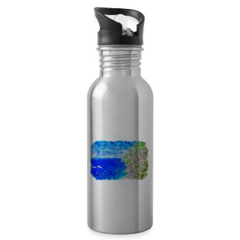 Italy Watercolor Sketch Hand Drawn Illustration - Water bottle with straw - silver - Right