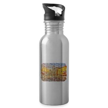 Rom Italien Aquarell Skizze Handgezeichnetes Gemälde - Trinkflasche mit integriertem Trinkhalm - Lightsilver - Rechts