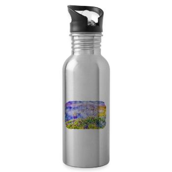 Spain Watercolor Sketch Hand Drawn Illustration - Water bottle with straw - silver - Right