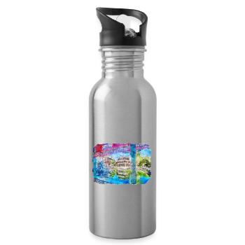 China Wahrzeichen Aquarell Skizze Farbe Illustratio - Trinkflasche mit integriertem Trinkhalm - Lightsilver - Rechts