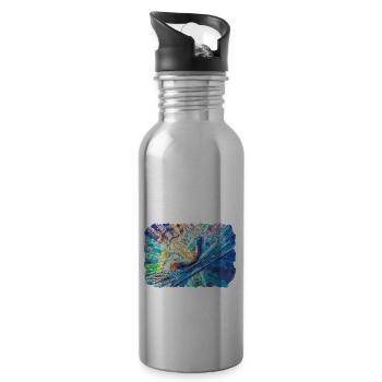Südkorea Wahrzeichen Aquarell Skizze Zeichnung - Trinkflasche mit integriertem Trinkhalm - Lightsilver - Rechts