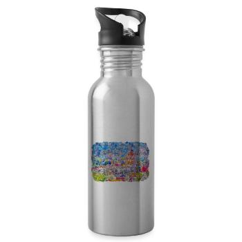 San Miguel De Allende Mexico Watercolor Sketch Dra - Water bottle with straw - silver - Right