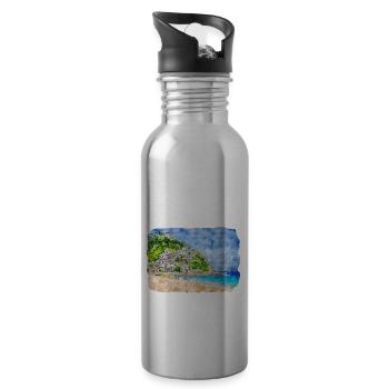 San Sebastian Croatie Aquarelle Esquisse Dessinée Illu - Gourde avec paille intégrée - argent clair - Droite