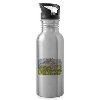 Ungarn Wahrzeichen Aquarell Skizze Farbe Zeichnung - Trinkflasche mit integriertem Trinkhalm - Lightsilver - Rechts