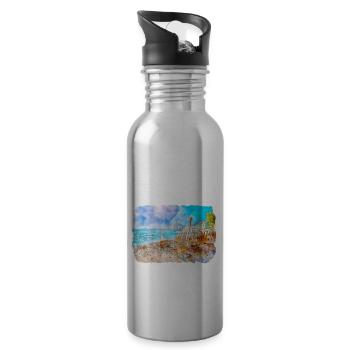 Spain Watercolor Sketch Hand Drawn Illustration - Water bottle with straw - silver - Right