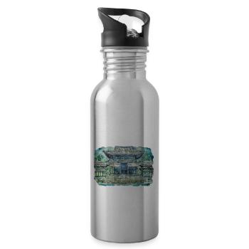 Kyoto Japan Aquarell Skizze gezeichnete Illustration - Trinkflasche mit integriertem Trinkhalm - Lightsilver - Rechts