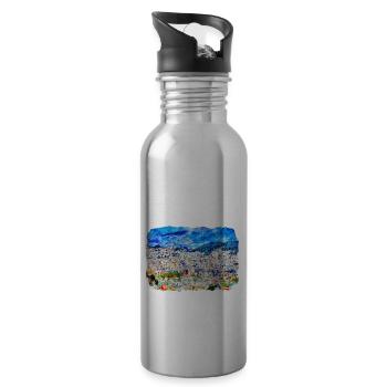Quito Équateur Aquarelle Dessin Illustration - Gourde avec paille intégrée - argent clair - Droite