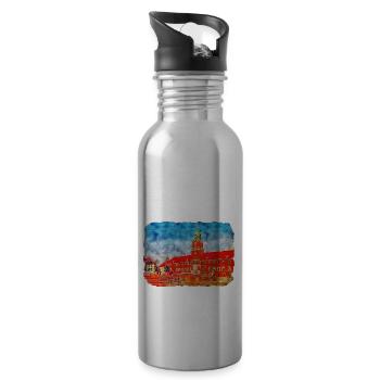 Seville Spain Watercolor Sketch Illustration - Water bottle with straw - silver - Right