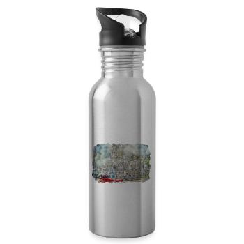 Habana Kuba Aquarell Skizze Gezeichnete Illustration - Trinkflasche mit integriertem Trinkhalm - Lightsilver - Rechts