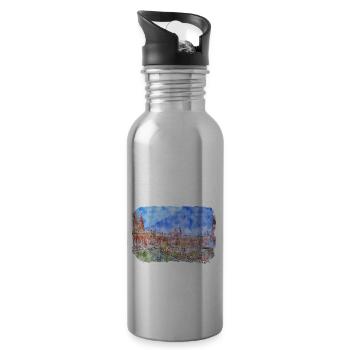 Madrid Espagne Aquarelle Esquisse Dessinée Peinture - Gourde avec paille intégrée - argent clair - Droite