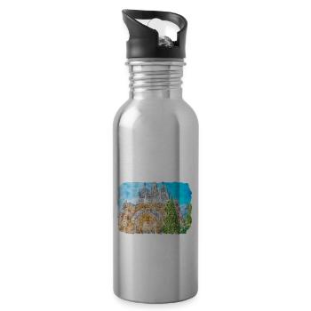 Spain Watercolor Sketch Hand Drawn Illustration - Water bottle with straw - silver - Right