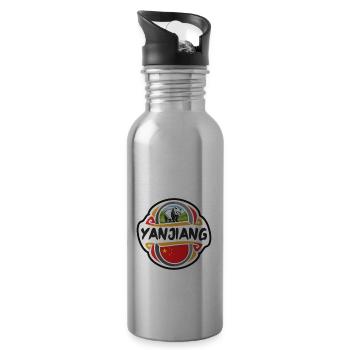 Yanjiang China Flag Badge Travel Souvenir Stamp - Water bottle with straw - silver - Right