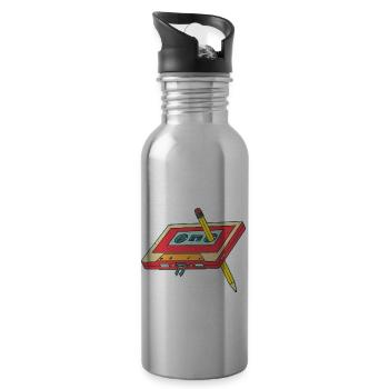Cassette Crayon Vintage Cadeau 80s 90s Fête - Gourde avec paille intégrée - argent clair - Droite
