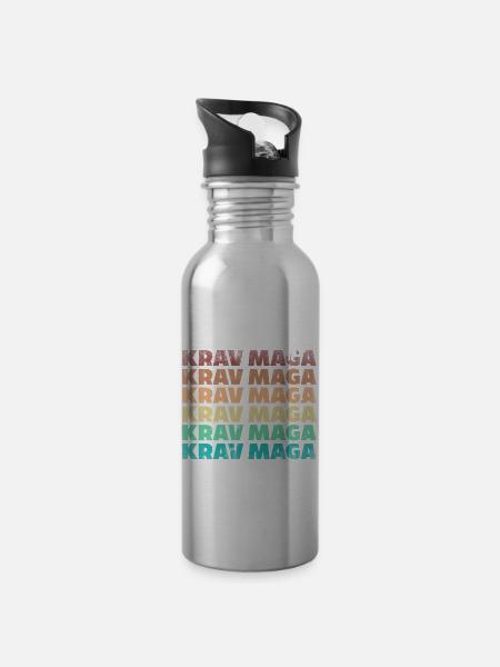 Arts Martiaux Autodéfense Krav Maga - Gourde avec paille intégrée - argent clair