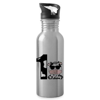 Premier Premier 1er anniversaire Motif de vache Baby Girl - Gourde avec paille intégrée - argent clair - Droite