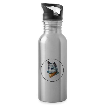 Illustration de l’aquarelle du chien de bétail australien - Gourde avec paille intégrée - argent clair - Droite