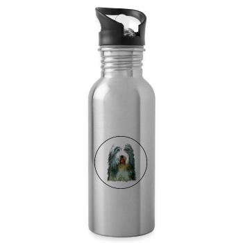 Beagle-Harrier Dufthund Hund Skizze Illustration - Trinkflasche mit integriertem Trinkhalm - Lightsilver - Rechts